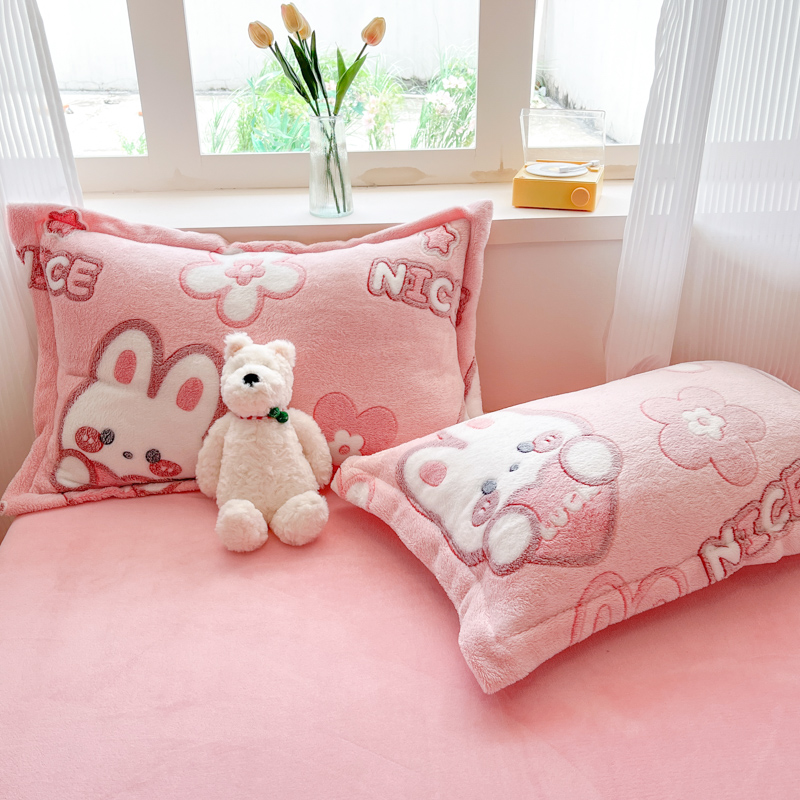 新款立体6D雪花绒加厚保暖系列单枕套 48cmX74cm一对装单人枕头用