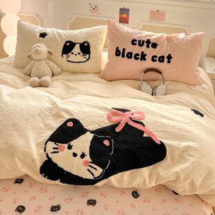 云感泡芙棉邹邹木棉可爱童趣毛巾绣四件套学生宿舍三件套床单床笠