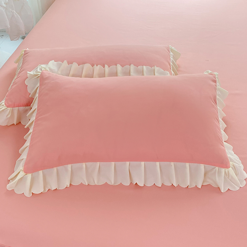 公主风枕头套磨毛枕套一对装韩版