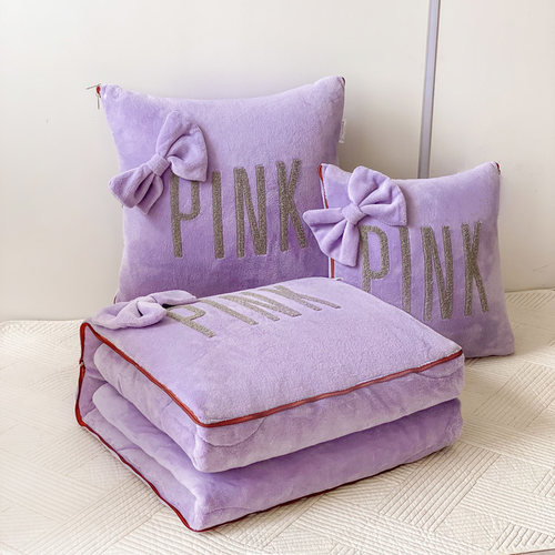 新款蝴蝶结抱枕被加厚牛奶绒两用