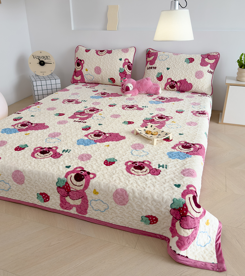 牛奶水晶絨床蓋款冬季加絨珊瑚法