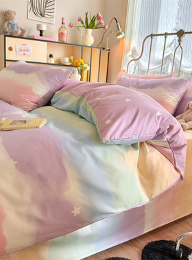 纯棉被套单件全棉单人被罩155x205简约极简被单三件套200x230双人