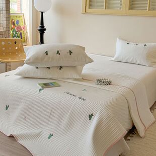 亲肤舒适皱皱纱简约款夹棉床盖榻榻米床铺盖三件套双人防滑厚床单