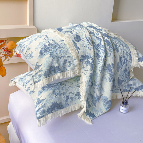 新款全棉流苏枕巾48*74cm