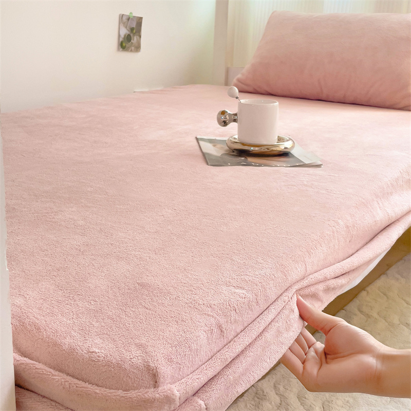 新款纯色学生宿舍牛奶绒单品床笠