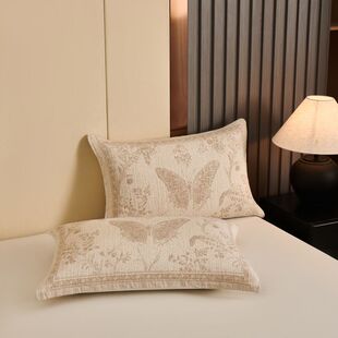 A全棉纯棉色织提花纱布枕巾防滑单只装 枕头盖巾 家用52x78cm一对装