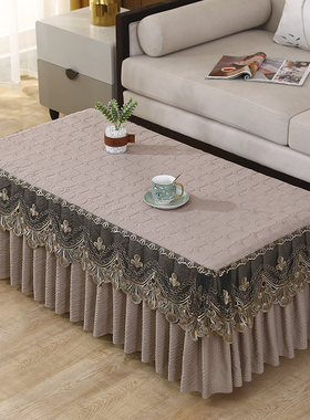 防滑茶几桌布客厅2025新款长方形盖布餐桌布全包茶几罩套防尘罩