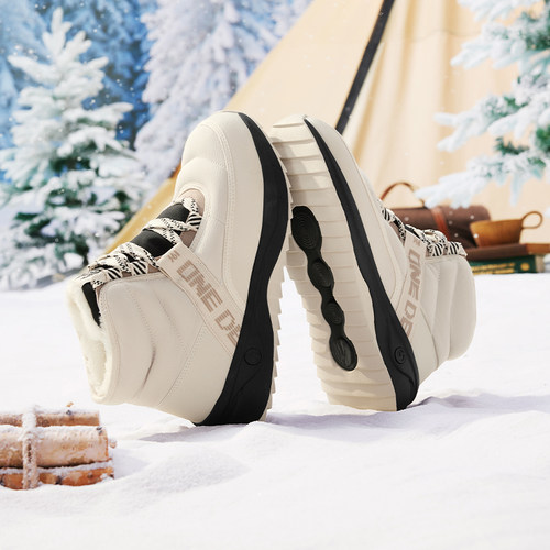 绒雪361男鞋运动鞋2025年冬季高帮防滑增高情侣鞋防泼水雪地靴