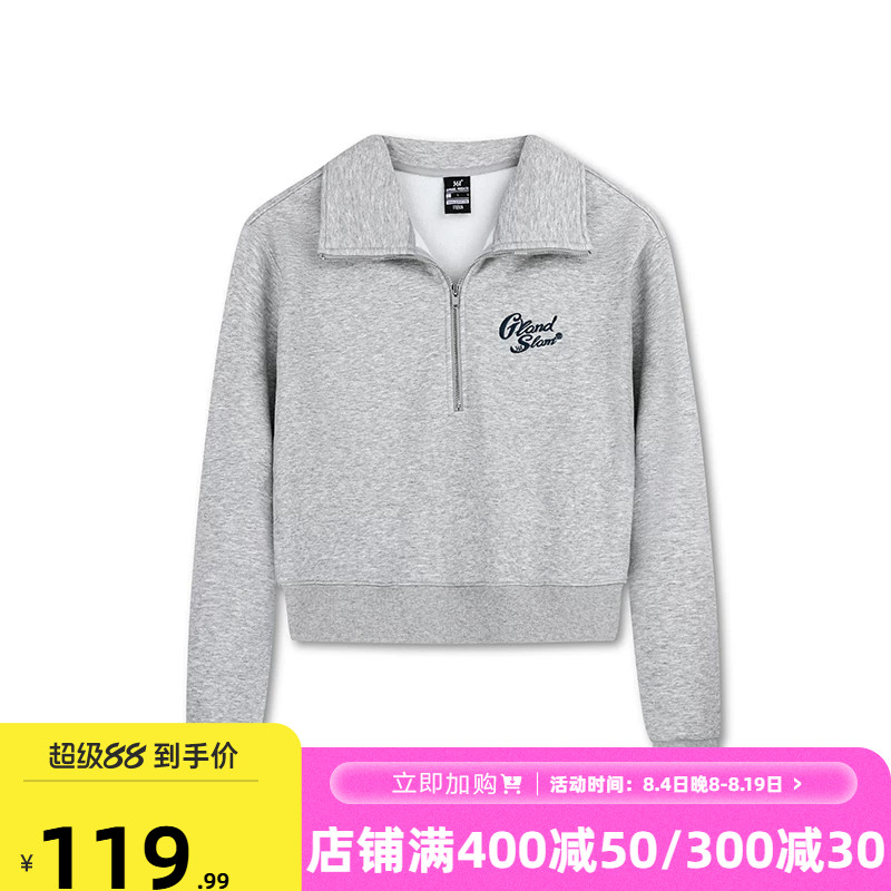 361运动卫衣女2026秋冬新款女士加绒保暖半开襟短款卫衣宽松上衣