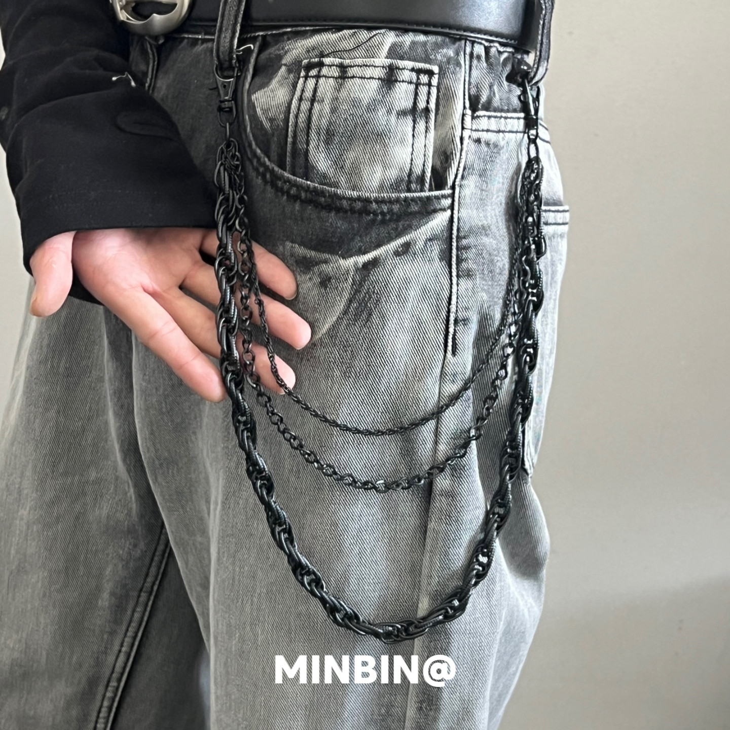 黑色多层麻花牛仔裤链暗黑风朋克金属链条腰链百搭裤子腰带配饰潮