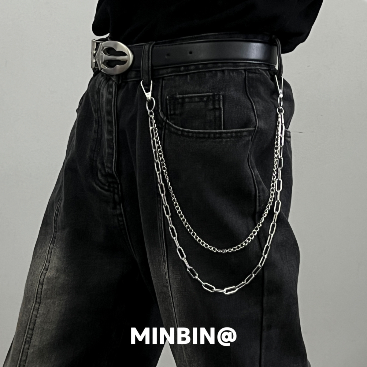 双层金属链条裤链小众设计