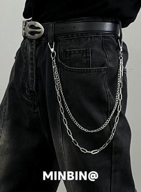 双层金属链条裤链潮嘻哈小众设计裤子挂链朋克牛仔裤腰链包包挂饰