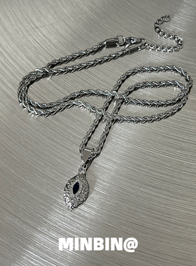 蓝眼泪恶魔之眼项链男小众设计欧美嘻哈高级感美式锁骨链男士颈链