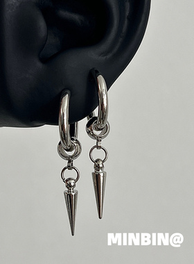 钛钢耳钉男生潮酷帅小众设计耳环女高级感嘻哈朋克耳圈中性风耳饰