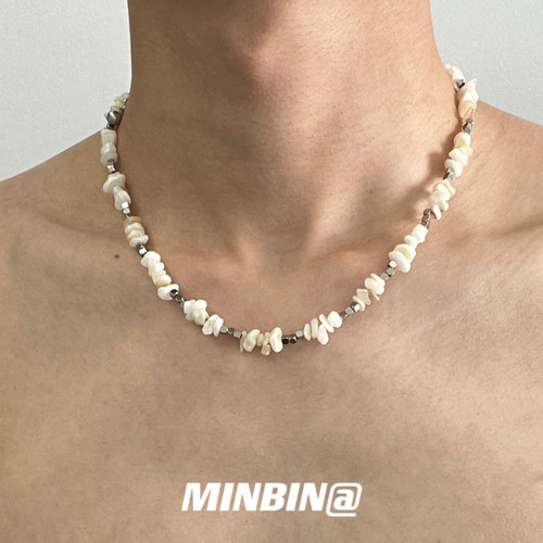 碎银贝壳串珠锁骨链冷淡风