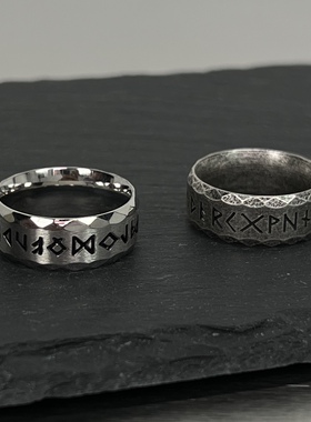 欧美复古字母戒指男女潮牌钛钢不掉色个性食指戒小众嘻哈指环手饰