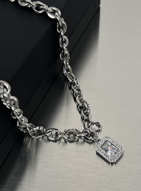 镶钻冰糖宝石项链男高级感毛衣链小众女锁骨链嘻哈情侣卫衣配饰潮