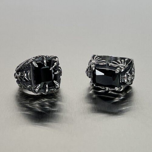 黑宝石龙爪戒指复古潮