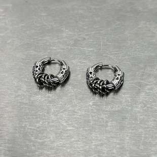 MINBIN 复古龙纹图腾耳环男女ins酷钛钢不掉色个性霸气男士耳饰潮