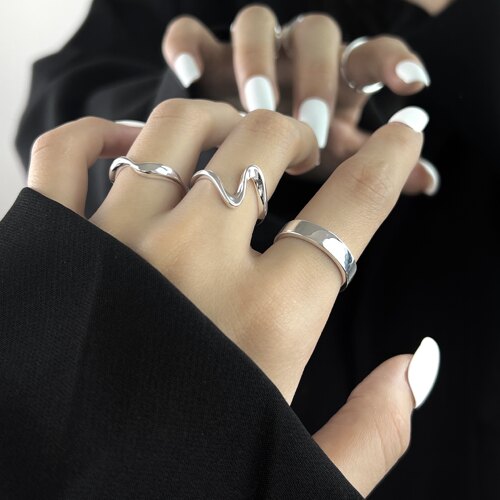 素圈925银戒指女ins小众设计
