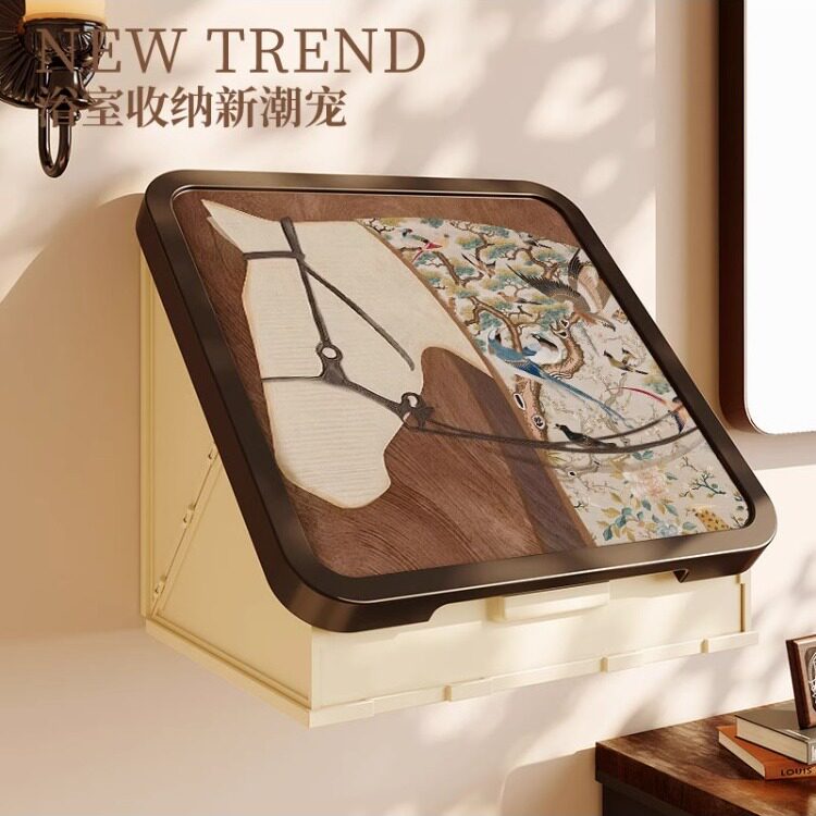 中古风！能藏脏衣的浴室装饰画