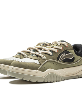 李宁布欧男2025秋季新款复古轻便低帮运动滑板鞋AGCV463