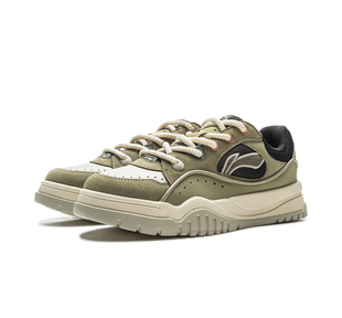 李宁布欧男2025秋季新款复古轻便低帮运动滑板鞋AGCV463