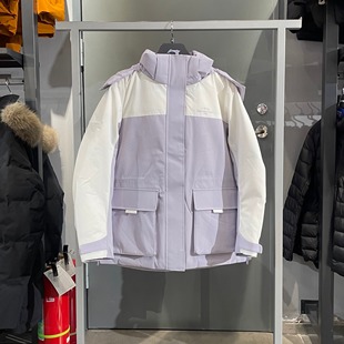 李宁女子运动休闲系列防泼水保暖抗寒中长款 可拆卸羽绒服AYMU244