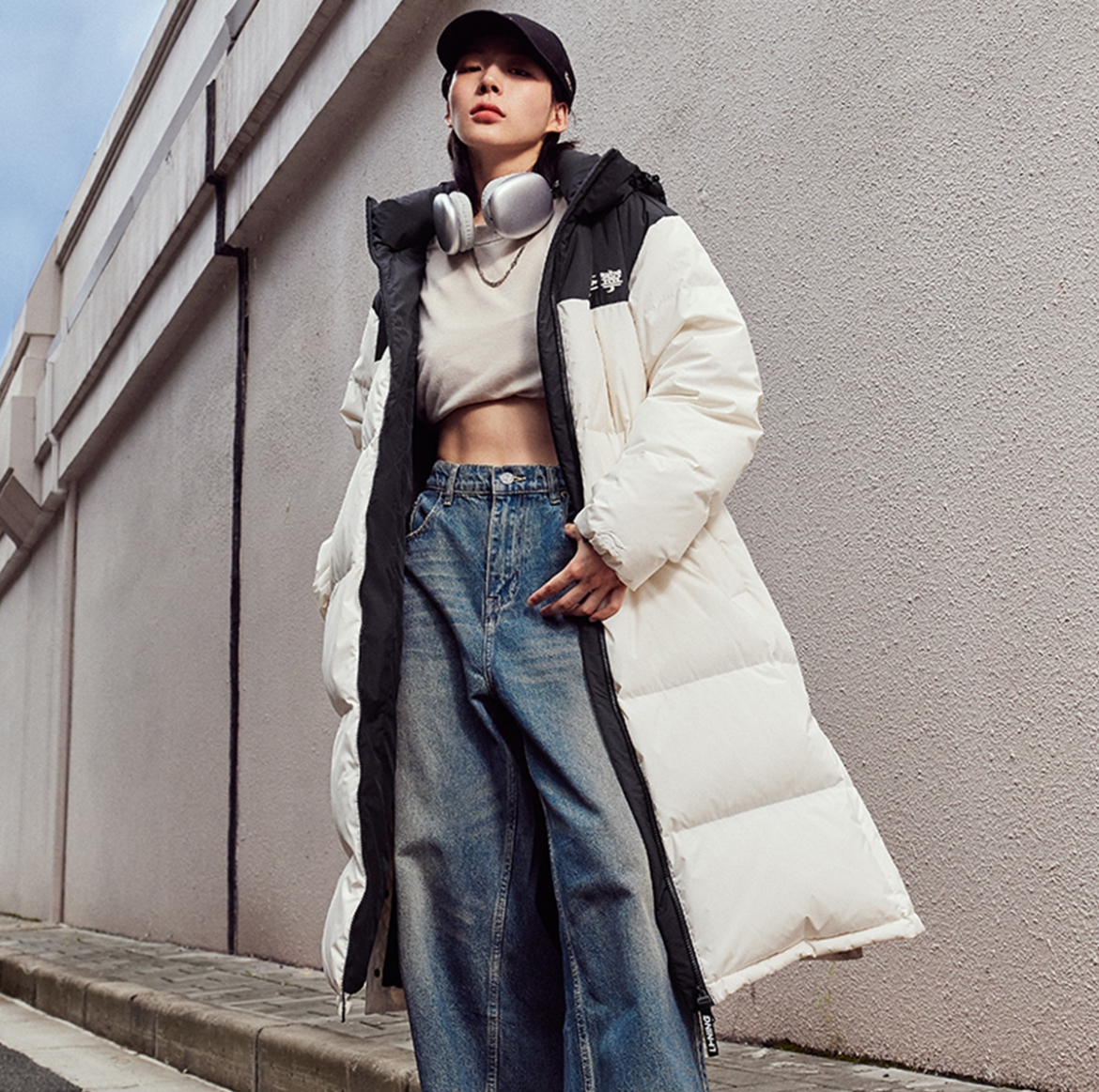 李宁抗寒保暖连帽长款火锅羽绒服