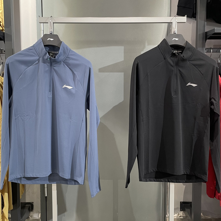 李宁男锁温加绒跑步干爽运动上衣