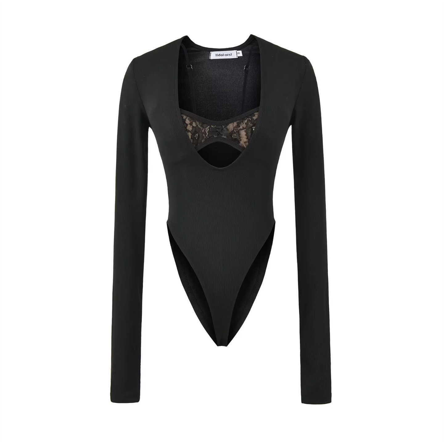 辣妹大v领长袖连体衣女春秋蕾丝文胸内搭紧身性感高开叉连档上衣,女装/女士精品,连体衣/裤,淘宝优惠券,粉丝福利购,淘宝优惠卷