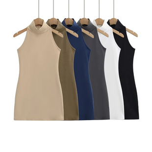 辣妹bm风纽扣挂脖连衣裙女夏季2025新款露背紧身性感包臀短裙子