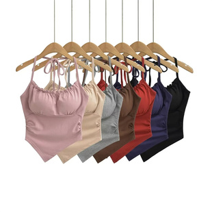 加绒挂脖带胸垫吊带背心女冬内搭性感紧身打底裹胸不规则辣妹上衣