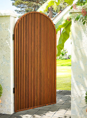 户外防腐木庭院栅栏小门花园围栏门小院入户护栏带门门口篱笆拱门