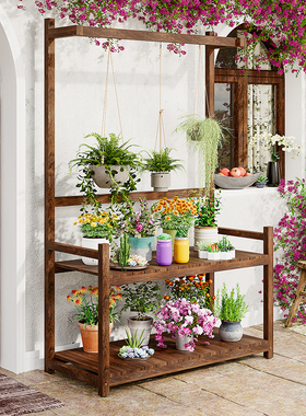 防腐木花架花盆爬藤架户外围栏攀爬室外庭院栅栏装饰花槽隔断花箱