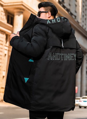 T366大码男装棉衣潮流加肥加厚大胖子肥佬羽绒棉服中长款工装外套