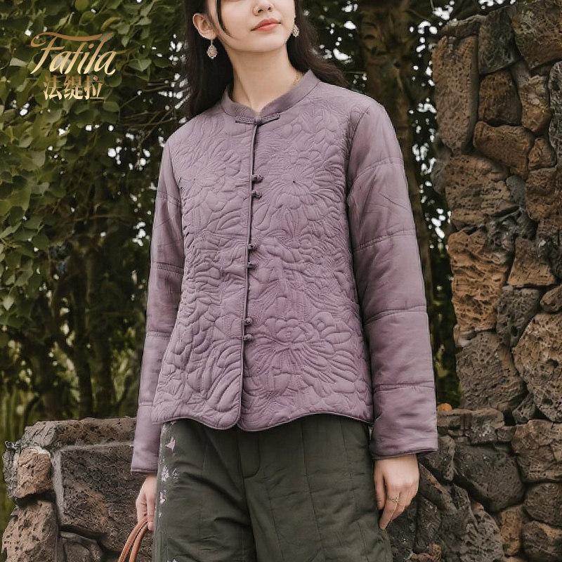 新中式复古立领薄款棉衣女短款