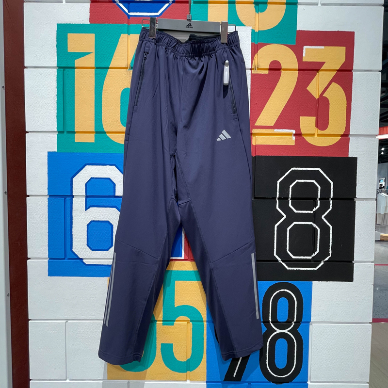 阿迪达斯男款2024夏季新款宽松透气休闲裤梭织运动健身长裤IW5909
