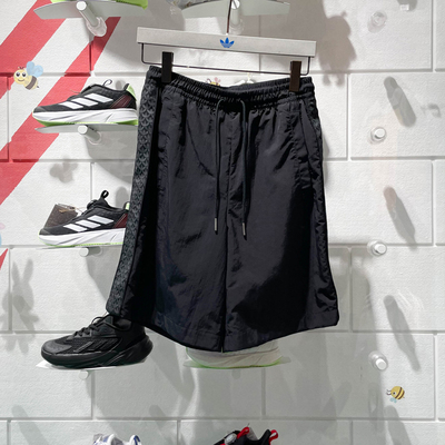 阿迪达斯三叶草男装2024秋季新款宽松透气运动休闲梭织短裤IN1046
