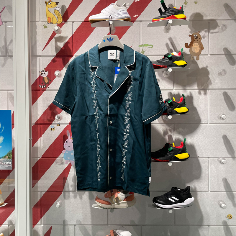 阿迪达斯三叶草男装2024夏季新款宽松透气运动休闲翻领短袖IR8401