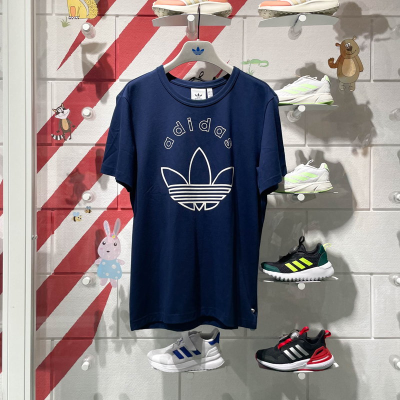 阿迪达斯三叶草男款2024秋季新款纯棉运动休闲圆领短袖T恤 JD3257