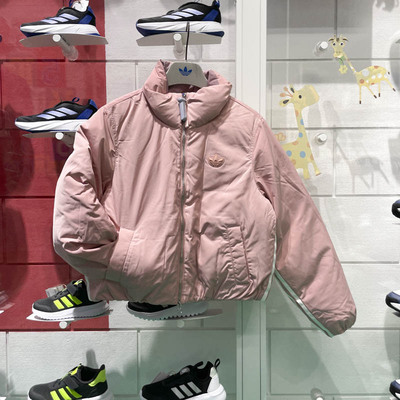 阿迪达斯三叶草女子2024冬新款短款保暖舒适休闲鸭绒羽绒服JD3789