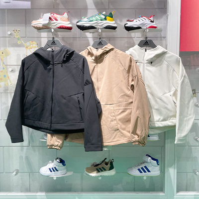 阿迪达斯女子2025春新款保暖拒水舒适运动宽松连帽夹克外套JM4318