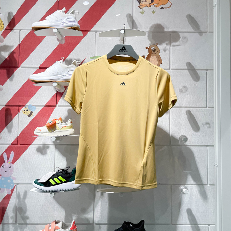 阿迪达斯女装2024夏新款速干运动短袖跑步健身圆领休闲T恤 IU1125