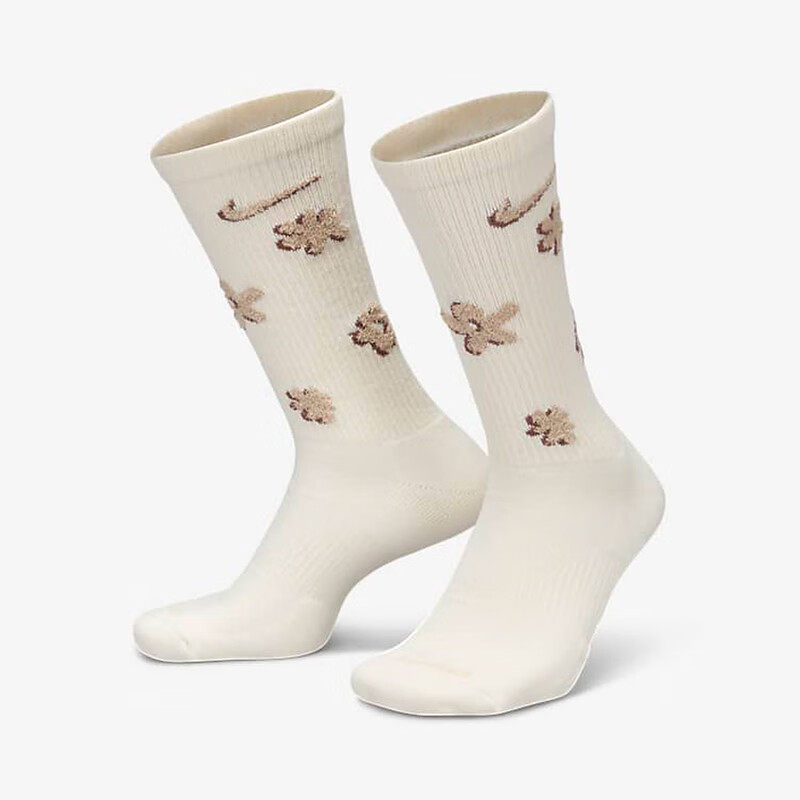 Nike耐克男女袜2024冬季新款舒适运动休闲中筒袜两双装FN9136-900