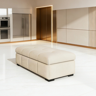 奶油风储物床尾凳意式衣帽间沙发凳极简收纳换鞋凳休息长条凳脚踏