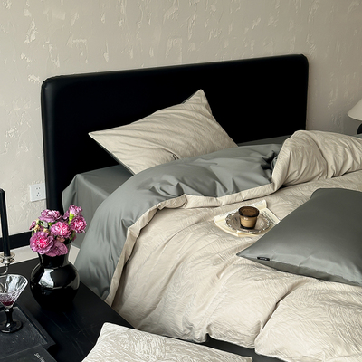 A类100支长绒棉丨四件套纯棉全棉纯色简约床单被套轻奢高级感床品