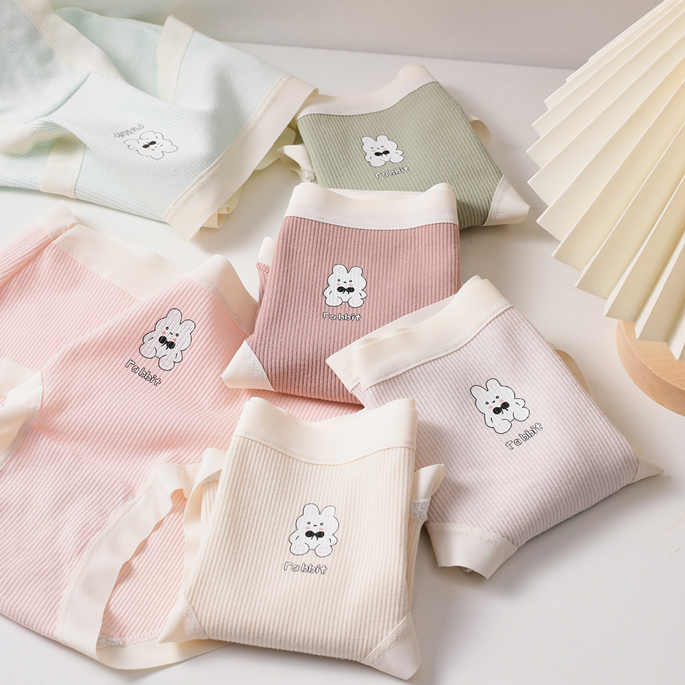 可爱卡通萌兔撞色边中腰包臀内裤少女纯棉裆透气学生三角裤可爱