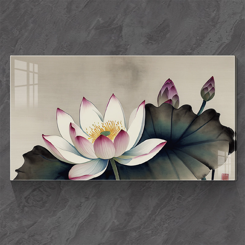2026年新款墙缝遮挡贴画亚克力荷花装饰画定制自粘亚克力立体墙贴 - 实物图