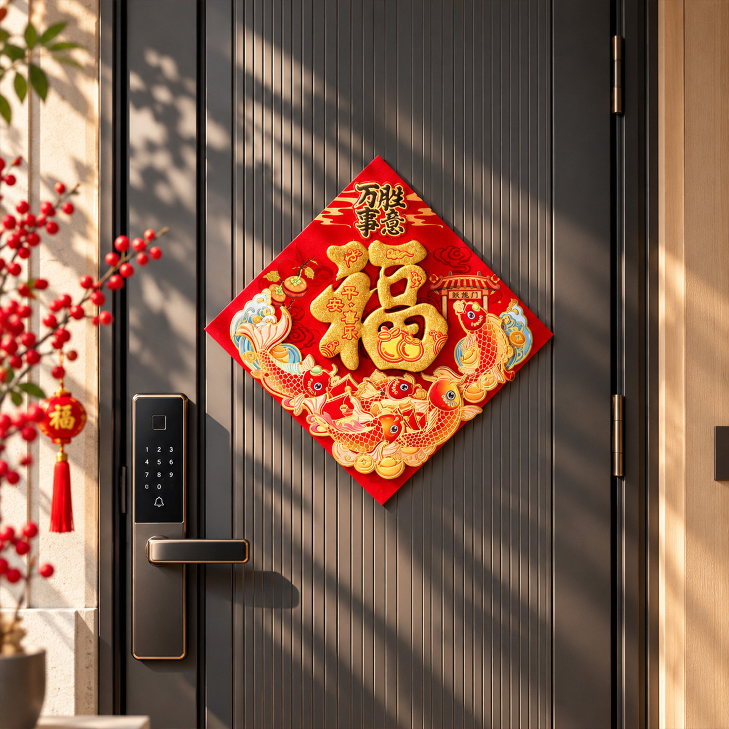 福字门贴2027新款羊年立体门幅新年布置春节过年喜庆氛围装饰用品